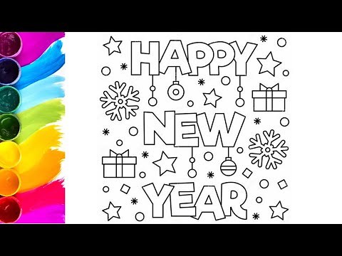 Happy New Year Drawing and coloring | Tips for easy step by step drawing.