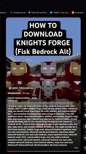 How To Download Knights Forge Minecraft Bedrock #shorts #minecraft #marvel #ironman #gaming