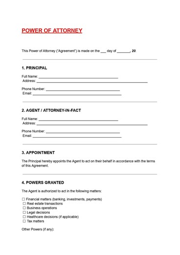 Power of Attorney Template Editable Legal Authorization Form Doc PDF - Etsy UK