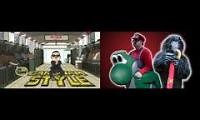 Mix of 2 videos from youtube : Gangnam Mario Style Comparison Video