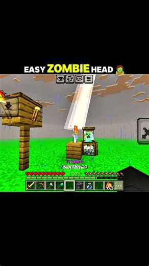 Minecraft easy get Zombie head 🧟 #minecraft #shorts