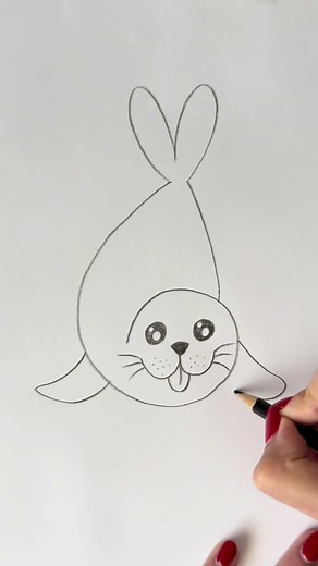 Te enseño a dibujar una foca 🦭 paso a paso con este tutorial 💗 | Drawing Tutorial