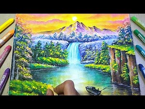 CARA MENGGAMBAR PEMANDANGAN ALAM DENGAN CRAYON