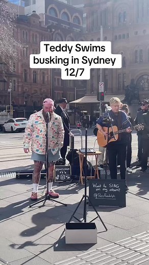 Teddy Swims Busking in Sydney 12/7 - Singing, Dancing, and Talents