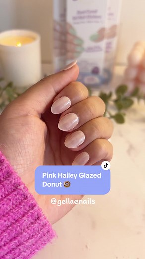 Pink Hailey Glazed Donut Nails: Trendy DIY Nail Art