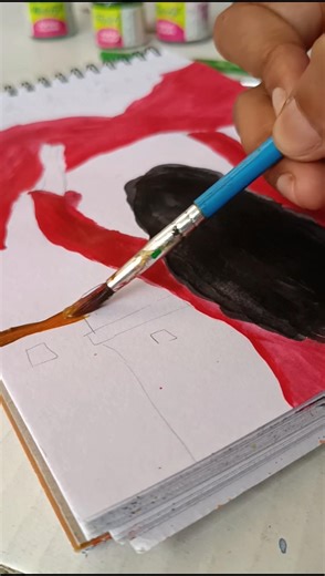 The girl in the red dupatta🧣 painting on canvas💫#paintingforbeginners#easypainting #paintingtutorial