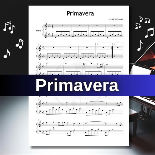 Primavera – Ludovico Einaudi | Pdf voor pianopartituur voor beginners met nootnamen, kleurnoten - Etsy Nederland