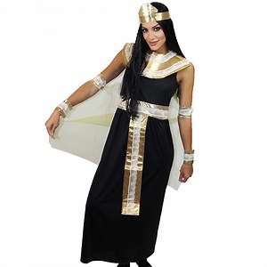 HPO Adult Women Egyptian Queen Cleopatra Costume-Black and Gold Fancy Dress for Halloween & Cosplay