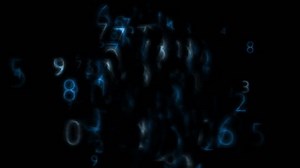 Dark Cloud of Swirling Random Numbers Animation. 3D Illustration