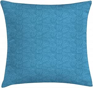 Ambesonne Turtle Throw Pillow Cushion Cover, Geometric Style Concentric Triangles Rectangles and Hexagonal Pattern, Decorative Square Accent Pillow Case, 18" X 18", Petrol Blue
