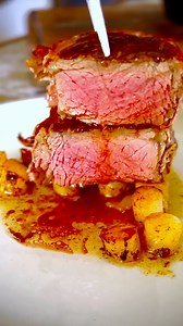 Our take on a classic: bacon-wrapped Argentine Beef Filet Mignon, made easy at home. Bacon-Wrapped Argentine Filet Mignon with Skillet Potatoes 1️⃣ Take the beef out of the refrigerator 30 minutes before cooking. 2️⃣ Trim the clean center of the tenderloin and cut it into thick steaks, about 3 fingers wide. Wrap each steak with bacon and secure with a toothpick. 3️⃣ Cut a thick slice from a potato and turn it into small, even pieces. A small round cookie cutter, whiskey jigger, or melon baller w