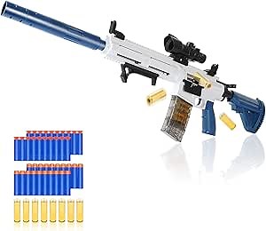 Toy Foam Blasters m416 & Toy Gun with 40 Soft Bullet Shell Ejecting, Outdoor Shooting Game for Boy Kids Adults 35 inches (Blue)