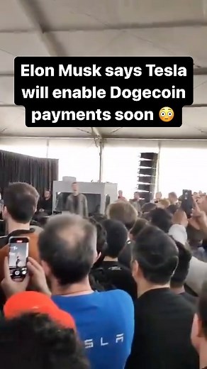 Watcher Guru | Elon Musk says Tesla will enable DOGE payments “at some point, Dogecoin to the moon.” #DOGE #Dogecoin #Tesla #Payment #money #crypto #business | Instagram