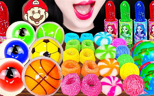 Jane ASMR EDIBLE LIPSTICK, RAINBOW JELLY GUMMY CANDY EATING