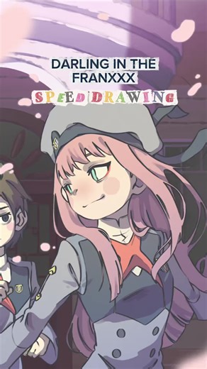 Speed Drawing of Hiro and Zero Two Fan Art