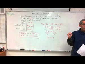 7th Grade - Age Word Problems 12/17/12