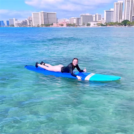 She had never surfed before, yet she absolutely amazed us with how well she did on her very first lesson! We are so proud of her and grateful she chose to surf with us today. At Hawaii Surfing Academy, we offer private surfing lessons so you can enjoy the experience with family or close friends—no strangers, just good vibes. As part of our surfing packages, we also include complimentary photos and drone videos to capture every special moment. Book your lesson online at www.hawaiisurfingacademy.c