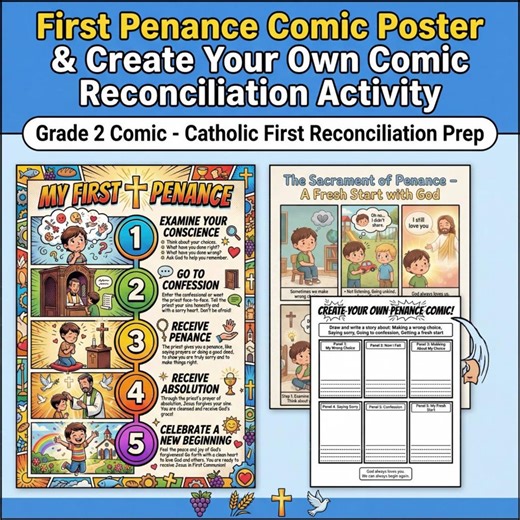 First Reconciliation Catholic Comic Religious Education Confession Penance Faith Learning Kit - Etsy