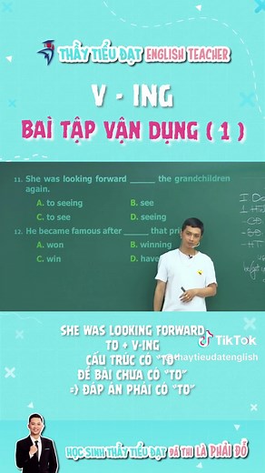Danh động từ & động từ nguyên mẫu - Bài tập vận dụng V-ing (P1) #hoctienganh #tienganh12 #onthidaihoc #lop12 #thaytieudat #LearnOnTikTok #onthicungtiktok #hoccungtiktok #amm #ssst #vulaci