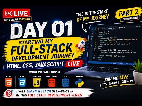 Day 01 | Starting My Full-Stack Development Journey 🔥 | HTML, CSS, JavaScript Live + Oracle APEX