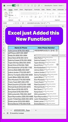 How to replace data in Excel using Regex! #excel #exceltips #excelfunctions #excelregex #learnexcel