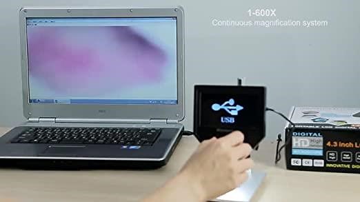 Koolertron 4.3" LCD Digital Microscope USB Magnifier with Flat Base 1-600X Continuous