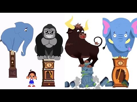 Hickory Dickory Dock 🐘 Elephant vs Gorilla vs Bufallo Sponsored by Preview 2 Effects + Split Screen