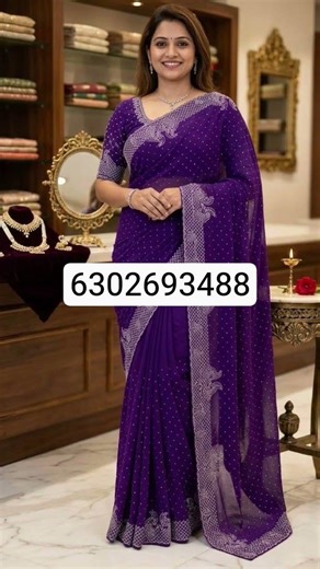 #Market New Launch Peacock Design Real Stone work Fancy Saree with Running Blouse Code: PDRSWFS999