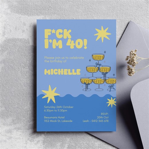 Funny 40th Birthday Invitation: Editable DIY Party Invite (digital Download) - Etsy