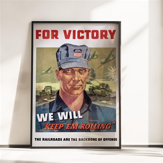 WW2 Propaganda Poster Print – for Victory Railroad Poster, Vintage War Art, WWII American Military Railway Decor - Etsy
