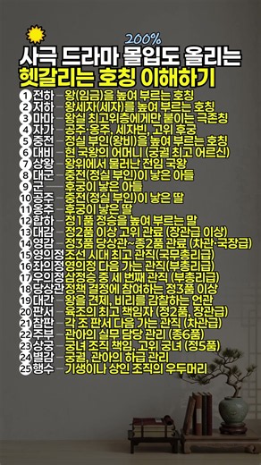 사극 드라마 볼 때 몰입도 200% 올리는 헷갈리는 호칭 이해하기 #조선역사 #역사상식 #왕실호칭