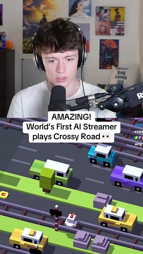 Chicken Crosses Road in Crossy Road AI Streamer Game