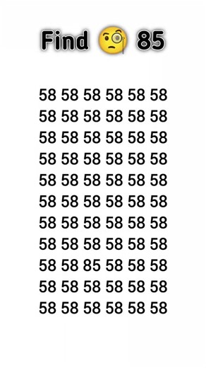 Try to find the Number 🧐 85 within 7 seconds