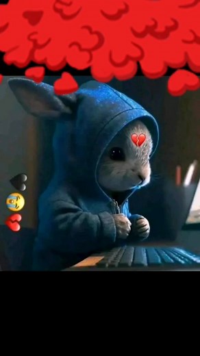 Whimsical Rabbit Typing in Cozy Indoor Setting