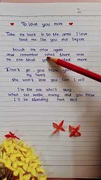 To Love You More ~ Celine Dion lyrics #music #nostalgia #handwriting #love #song #lyrics #foryou