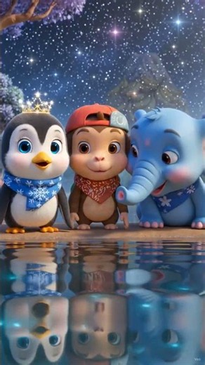The Night The Stars Fell Down ✨ Monkey, Penguin & Elephant Story #3danimation #shorts