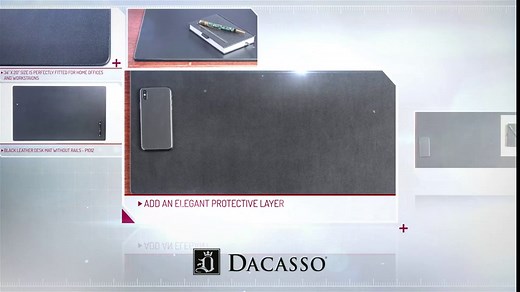 Dacasso Pad Without Side Rails Luxury Leather Blotter for Writing-Executive Desk Surface Protector, 34” x 20”, Black