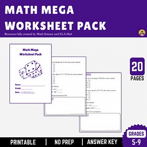 Math Mega Pack: Algebra, Geometry, Fractions | 5-9th Grade Practice