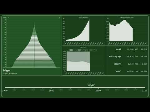 🇳🇪 Niger — Population Pyramid from 1950 to 2100