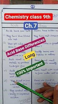 Acids and Bases | Differences | Chemistry Class 9 Chapter 7 | Smart Syllabus | Board Exam