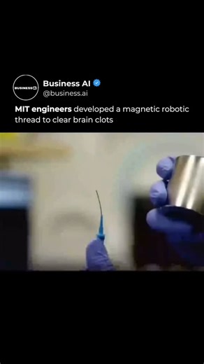 AI • Artificial Intelligence • Tech on Instagram: "MIT engineers just created something that feels straight out of sci fi 🧠 This magnetic robotic thread is thin enough to travel safely through delicate brain vessels, guided entirely by magnetic fields. Instead of invasive surgery, doctors can steer the thread remotely, navigating complex pathways to reach and remove dangerous blood clots. In the video, you can see the thread move with extreme precision, bending and flowing through tight spaces