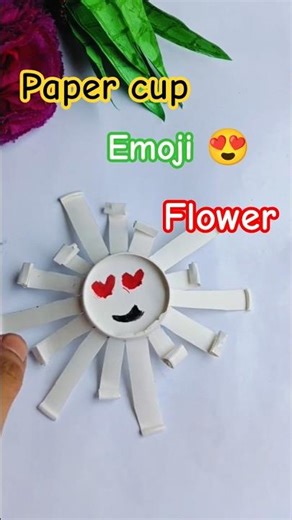 paper cup emoji 😍 flower making #craft #emoji #shorts