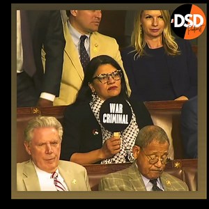 Congresswoman Rashida to leave took centerstage today, as during a good part of Israeli Prime Minister Benjamin Netanyahu‘s speech in front of Congress, she held up a sign that sentiment shared by tens of millions of people around the world. | Deep Shallow Dive Podcast