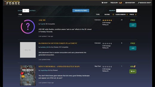 🎲 Got shiny maps? Clever tables? Rules that make game masters grin? Put them on the Fantasy Grounds VTT Forge and share them with the world, free or paid. Become a Crafter. Upload your brilliance. Watch game masters cheer. ✨ | Fantasy Grounds