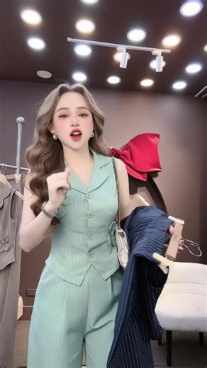 Set áo quần CRAZYTEEN S6725 gồm áo kiểu vest và quần suông để đi chơi ( Áo kiểu nữ/ Quần suông ) Set đồ nữ đẹp