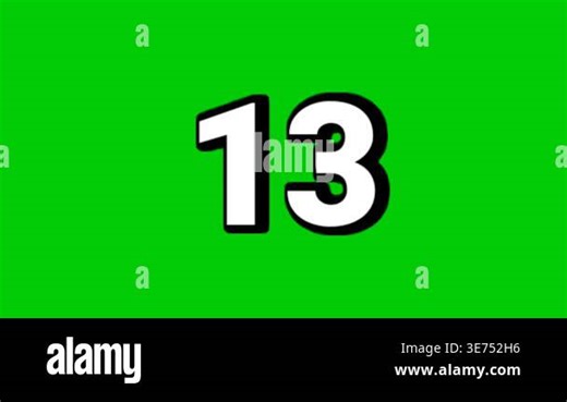 Number 13 symbol sign animation motion graphics cartoon green screen background smoke effects video elements.white color black outline Stock Video Footage - Alamy
