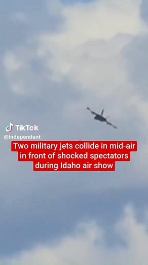 Two military jets collided during an air show at an Air Force base in Idaho on Sunday (17 May), prompting their pilots to eject as the planes fell to the ground and crashed in a fiery explosion. “All four of the air crew successfully ejected and they are being evaluated by medical personnel,” Commander Amelia Umayam, a spokesperson for Naval Air Forces, U.S. Pacific Fleet, told The Independent in a statement. “First responders are on the scene.”