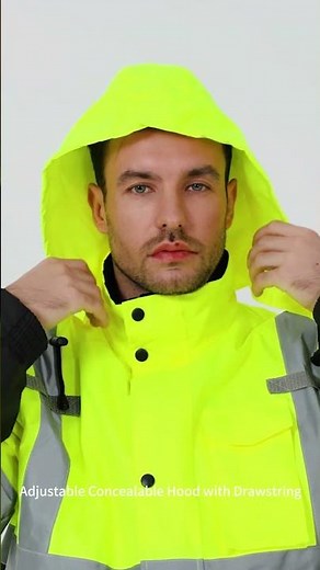 ProtectX Waterproof Class 3 Hi Vis Safety Winter Bomber Jacket for Men
