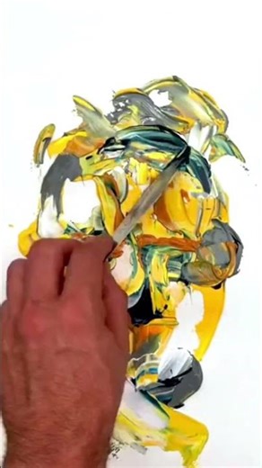 Abstract Painting Process | Palette Knife Portrait in Seconds | Small works on paper: CC