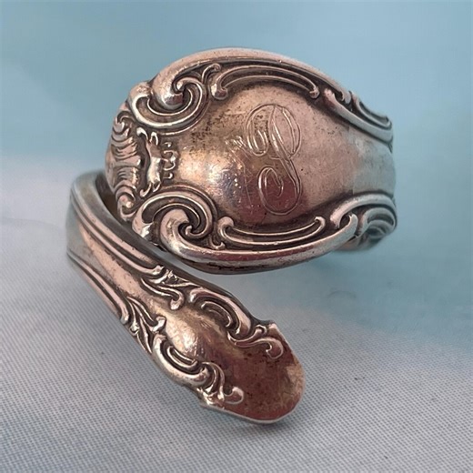 Vintage Sterling French Scroll Pattern Spoon Ring Marked Alvin Sterling, Engraved With Script "p", Size 7 - Etsy